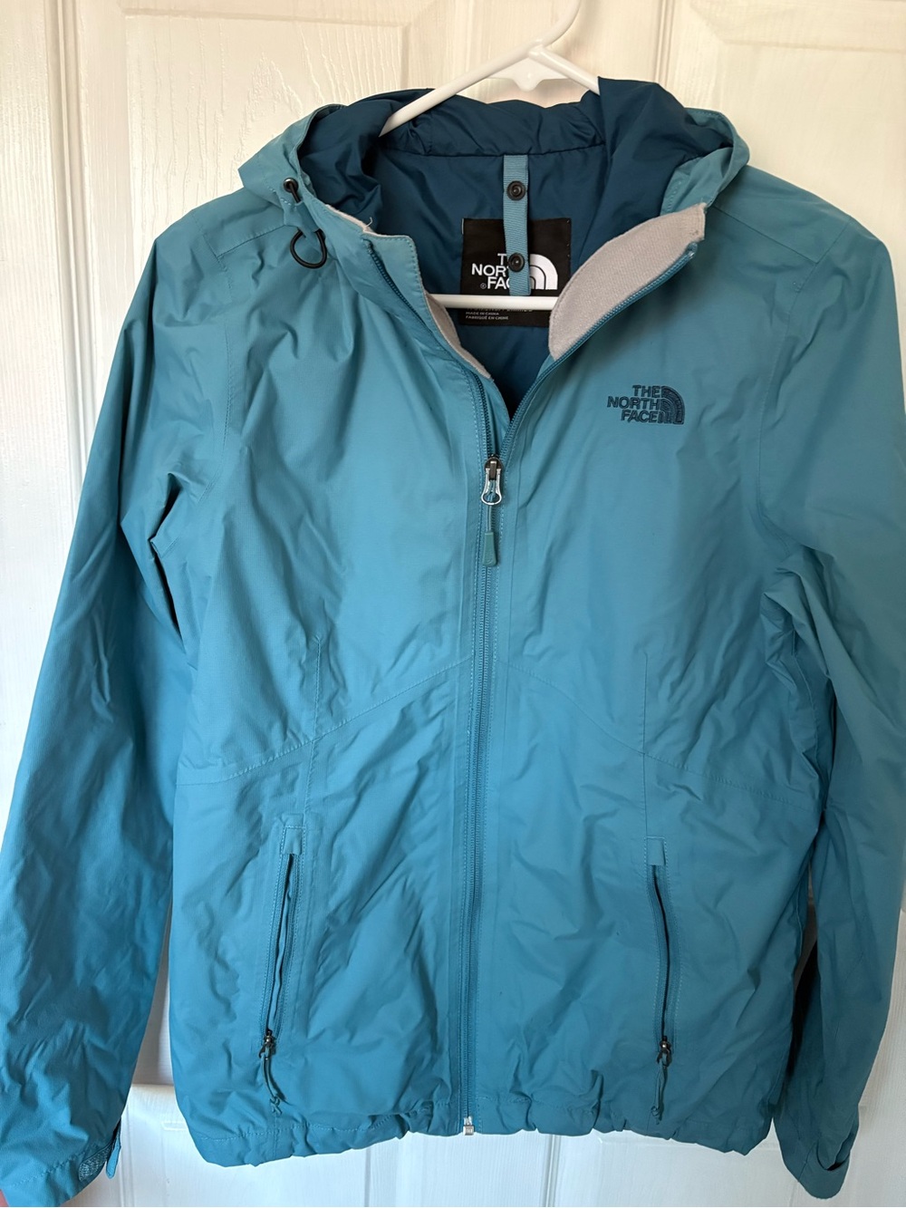 The North Face Teal Blue Hooded Rain Jacket